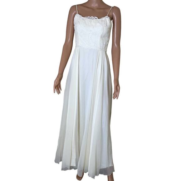 House of Bianchi wedding dress beaded sleeveless spaghetti strap IVORY SZ 10 - Picture 2 of 12